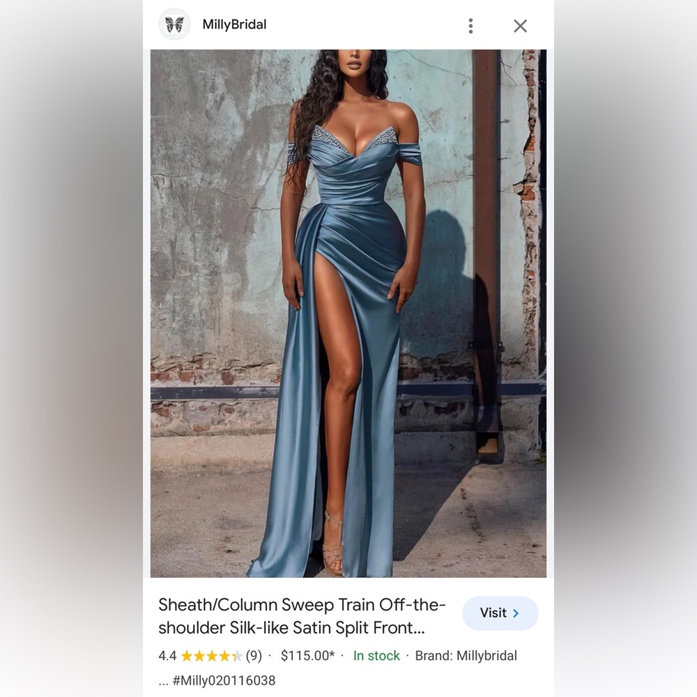 Dress Train Off-the-shoulder Silk-like Satin . Used once perfect condition